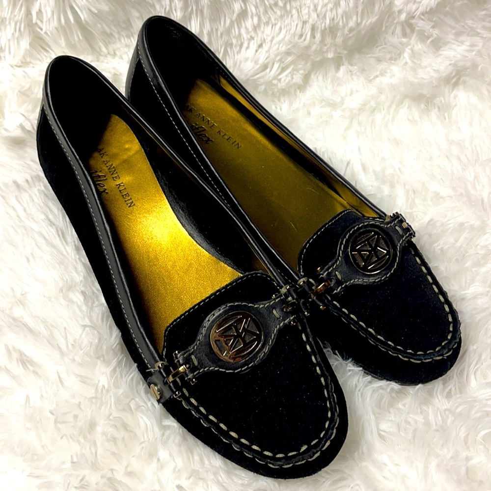 Black Suede and Leather flats (driving moccasins) Anne Klein size 8.5M